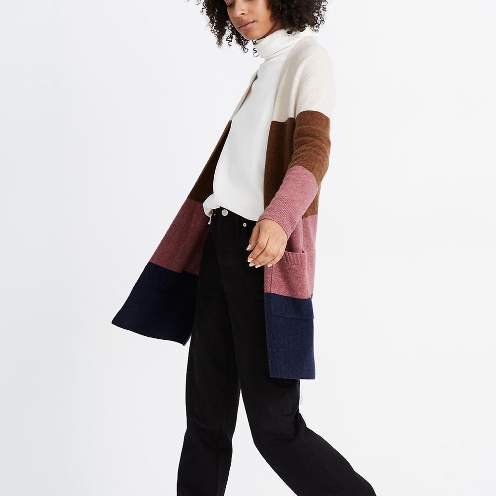 Madewell Striped Cardigan Sweater in Coziest Yarn